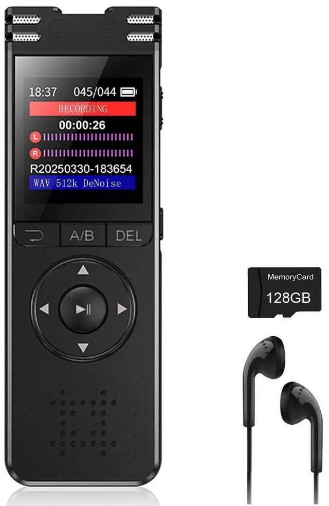 Main image of 128GB Digital Voice Recorder with Playback Upgraded Voice Activated Recording with Premium Noise Reduction Dictaphone Device Perfect for Lectures Meetings Interviews