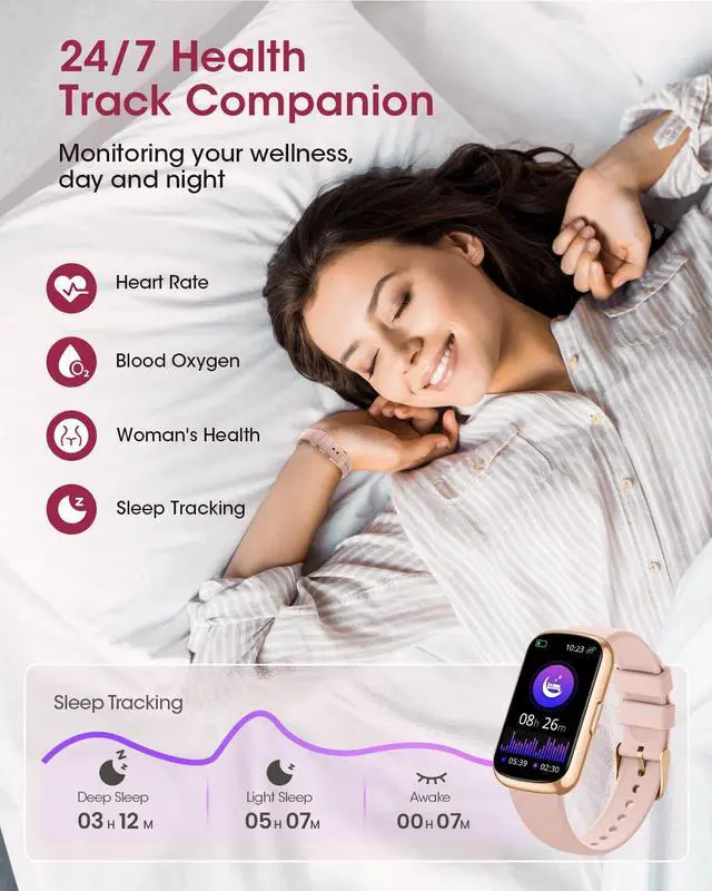 Alt view image 3 of 7 - Health Fitness Tracker for Women Men: Fitness Smart Watch for Woman with 24H Heart Rate Monitor Blood Oxygen Sleep Tracker Calorie 5ATM Waterproof Activity Trackers fitness watches for iPhone Android