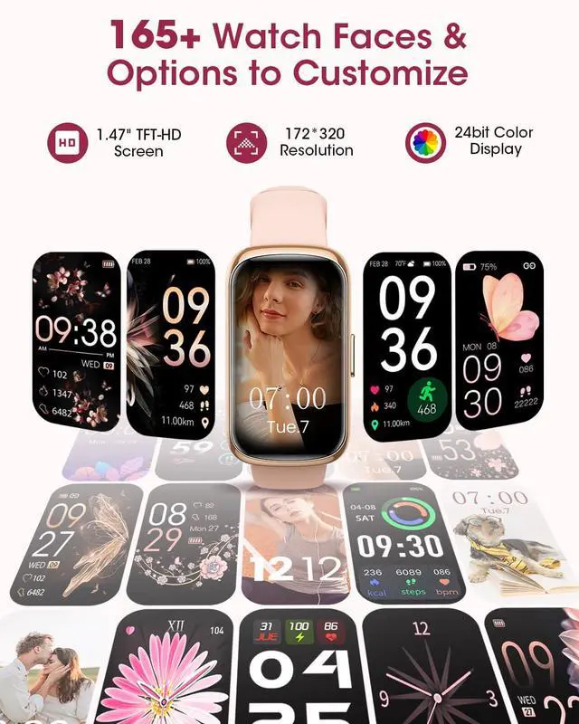 Alt view image 7 of 7 - Health Fitness Tracker for Women Men: Fitness Smart Watch for Woman with 24H Heart Rate Monitor Blood Oxygen Sleep Tracker Calorie 5ATM Waterproof Activity Trackers fitness watches for iPhone Android