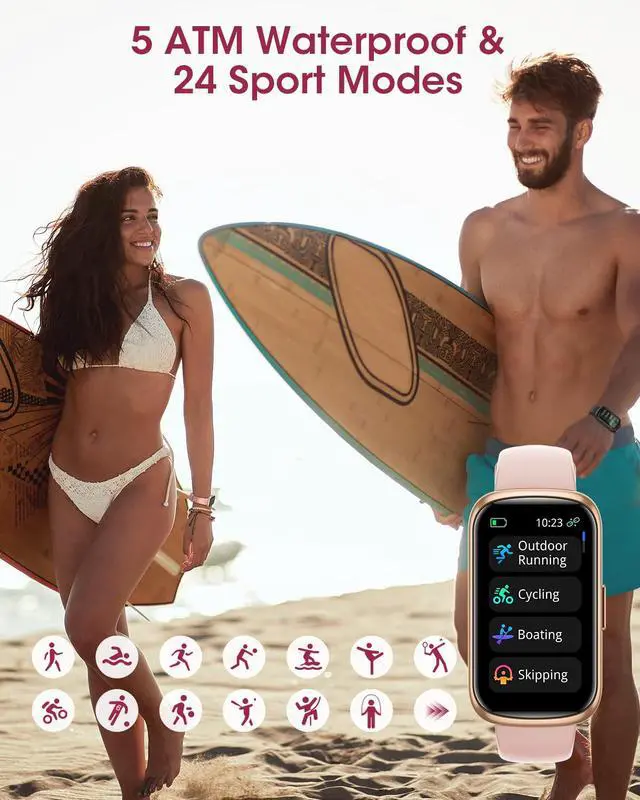 Alt view image 5 of 7 - Health Fitness Tracker for Women Men: Fitness Smart Watch for Woman with 24H Heart Rate Monitor Blood Oxygen Sleep Tracker Calorie 5ATM Waterproof Activity Trackers fitness watches for iPhone Android