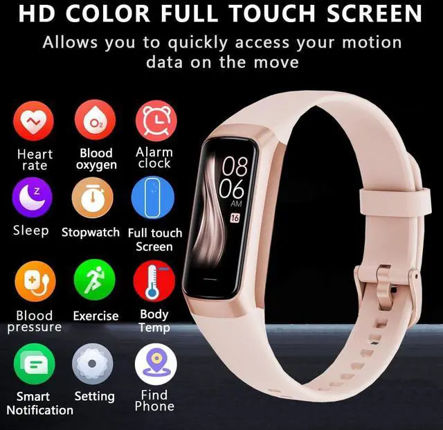 Alt view image 2 of 7 - Fitness Tracker with Heart Rate/Blood Oxygen/Sleep Monitor, 20+ Sports Modes Smart Watches for Women/Men, Activity & Step Tracker Smart Watch for Android/iOS Phones (Rose Pink)