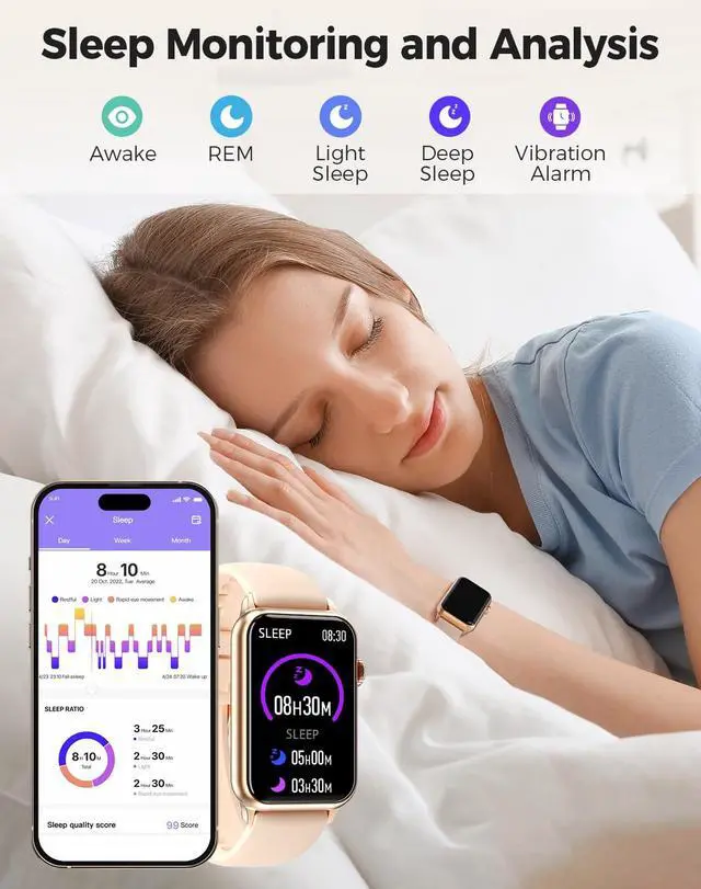 Alt view image 4 of 6 - Health Fitness Tracker Smart Watch with 24/7 Heart Rate Blood Oxygen Blood Pressure Monitor Sleep Tracker 128 Exercise Modes Step Calorie Counter Pedometer IP68 Waterproof for Women Men Android iOS