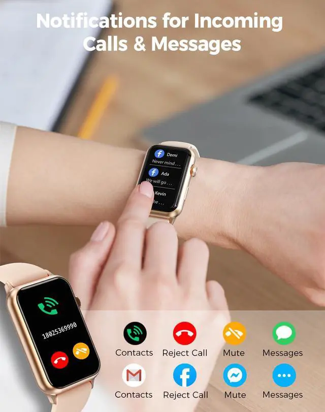 Alt view image 6 of 6 - Health Fitness Tracker Smart Watch with 24/7 Heart Rate Blood Oxygen Blood Pressure Monitor Sleep Tracker 128 Exercise Modes Step Calorie Counter Pedometer IP68 Waterproof for Women Men Android iOS