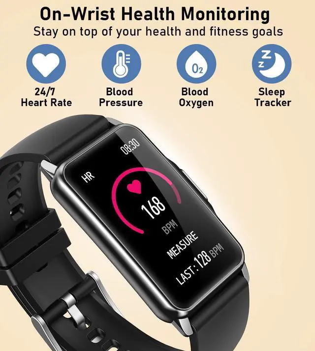 Alt view image 4 of 7 - Smart Watch Health Fitness Tracker with 24/7 Heart Rate, Blood Oxygen Blood Pressure Sleep Monitor, 115 Sports Modes, Step Calorie Counter Pedometer IP68 Waterproof for Android and iPhone Women Men