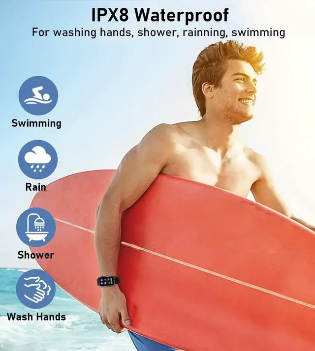 Alt view image 7 of 7 - Smart Watch Health Fitness Tracker with 24/7 Heart Rate, Blood Oxygen Blood Pressure Sleep Monitor, 115 Sports Modes, Step Calorie Counter Pedometer IP68 Waterproof for Android and iPhone Women Men