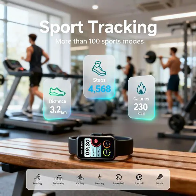 Alt view image 2 of 7 - Fitness Tracker Watch for Women & Men, 1.47" HD with Bluetooth, 24/7 Heart Rate & Blood Oxygen Monitor, Sleep & Step Counter, 100+ Sports Modes, 3ATM Waterproof, Compatible with Android iOS Pink