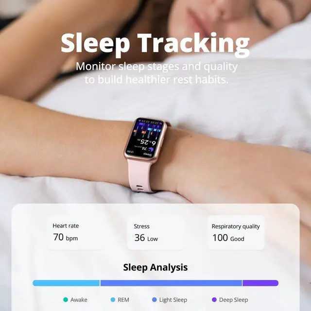 Alt view image 4 of 7 - Fitness Tracker Watch for Women & Men, 1.47" HD with Bluetooth, 24/7 Heart Rate & Blood Oxygen Monitor, Sleep & Step Counter, 100+ Sports Modes, 3ATM Waterproof, Compatible with Android iOS Pink