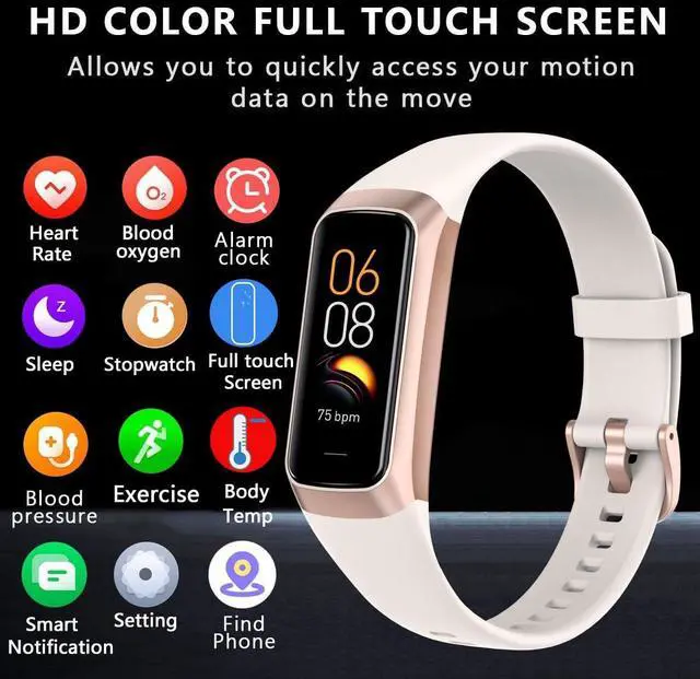 Alt view image 2 of 7 - Fitness Tracker with Heart Rate/Blood Oxygen/Sleep Monitor, 20+ Sports Modes Smart Watches for Women/Men, Activity & Step Tracker Smart Watch for Android/iOS Phones (White)