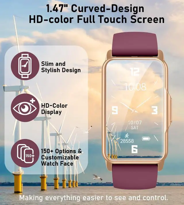 Alt view image 2 of 7 - Smart Watch Health Fitness Tracker with 24/7 Heart Rate, Blood Oxygen Blood Pressure Sleep Monitor, 115 Sports Modes, Step Calorie Counter Pedometer IP68 Waterproof for Android and iPhone Women Men