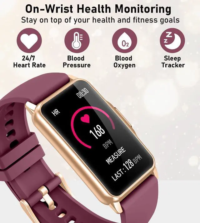 Alt view image 4 of 7 - Smart Watch Health Fitness Tracker with 24/7 Heart Rate, Blood Oxygen Blood Pressure Sleep Monitor, 115 Sports Modes, Step Calorie Counter Pedometer IP68 Waterproof for Android and iPhone Women Men