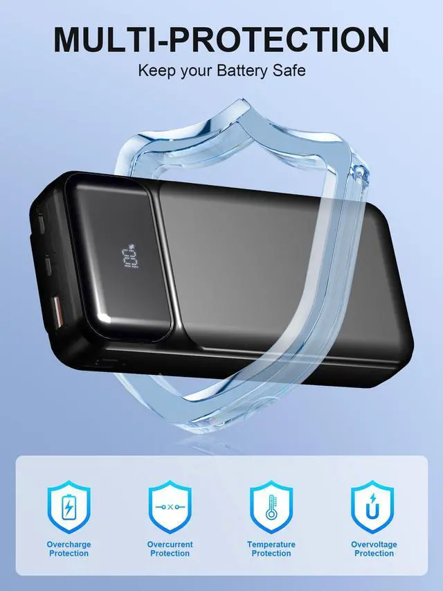 Alt view image 7 of 7 - Power-Bank-Portable-Charger 49800mAh Portable Phone Charger Power Bank with 3 Built-in Cable(USB-C, iOS, USB-A), 22.5W Fast Charging LED Display External Battery Pack for iPhone Android Samsung, etc