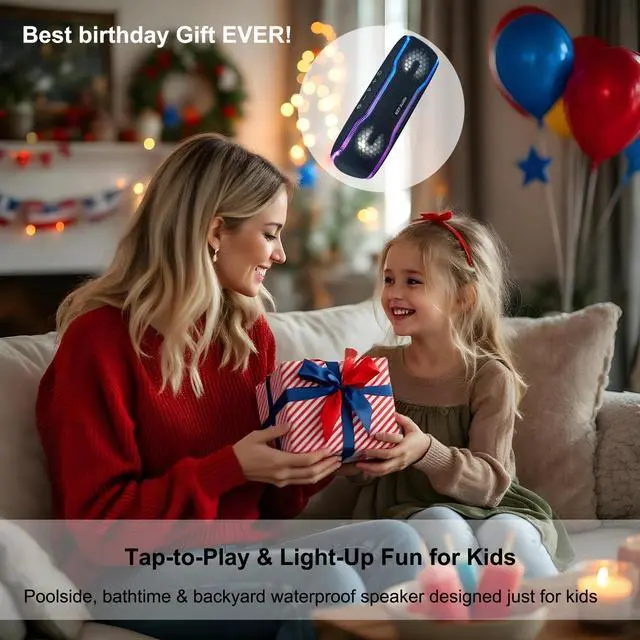 Alt view image 2 of 7 - IPX7 Waterproof Bluetooth Speaker, 24H Playtime, LED Lights, TWS Pairing, Small Wireless Speaker for Outdoor Party, Beach, Travel, Pool, Black