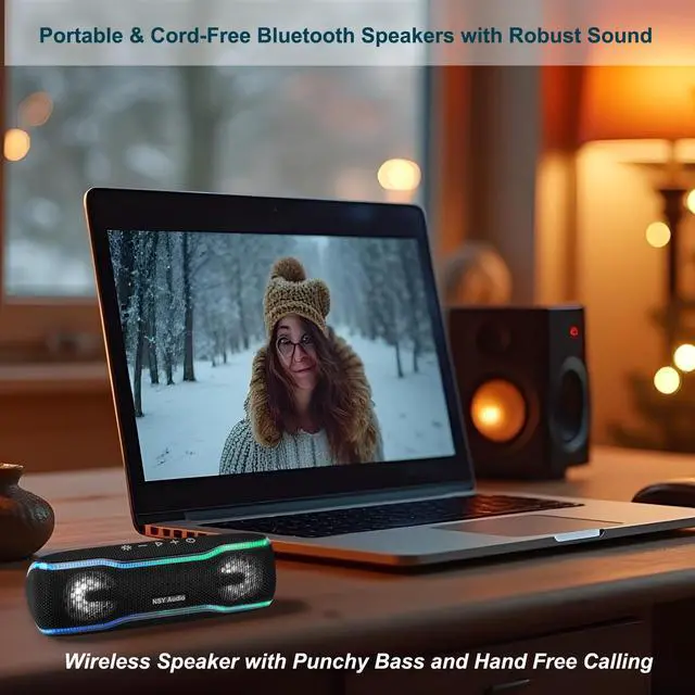 Alt view image 6 of 7 - IPX7 Waterproof Bluetooth Speaker, 24H Playtime, LED Lights, TWS Pairing, Small Wireless Speaker for Outdoor Party, Beach, Travel, Pool, Black