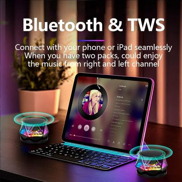 Alt view image 6 of 7 - Bluetooth Speaker,portable bluetooth speakers with Lights,Enhanced Bass, IPX7 Waterproof,Bluetooth 5.3, 24H Playtime,Outdoor Speaker,speakers bluetooth wireless for Party,Travel,Biking,Gift Ideas