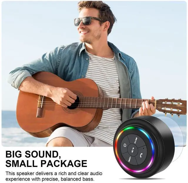 Alt view image 7 of 7 - Bluetooth Shower Speakers,Waterproof Bluetooth Speaker with RGB Lights IPX7 Waterproof Wireless Speaker with Suction Cup HD Sound Pairs to Phones,Tablets, for Bathrooms,Outdoor,Party,Beach