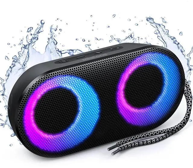 Main image of Drum Shower Speaker with LED Lights, IPX7 Waterproof Bluetooth Speaker, 15W Loud Sound, Bluetooth 5.3, 24H Playtime, Portable Speaker for Bathroom, Shower, Pool, Beach, Teen Boys Girls Gifts