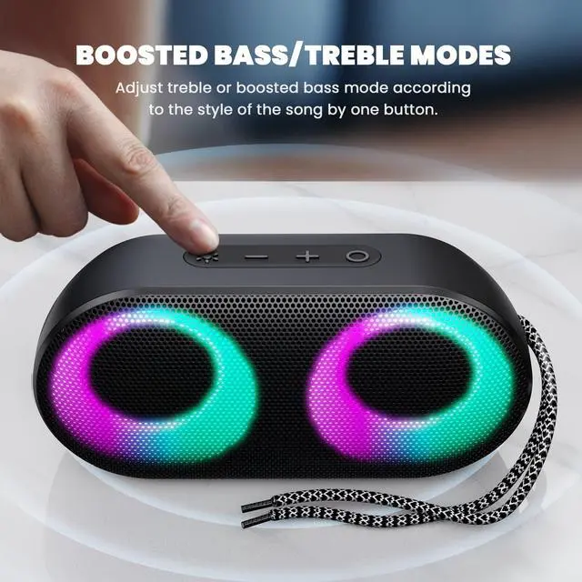 Alt view image 6 of 7 - Drum Shower Speaker with LED Lights, IPX7 Waterproof Bluetooth Speaker, 15W Loud Sound, Bluetooth 5.3, 24H Playtime, Portable Speaker for Bathroom, Shower, Pool, Beach, Teen Boys Girls Gifts