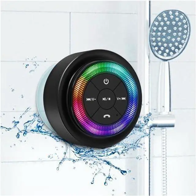 Main image of Shower Speaker, Upgraded,Certified IPX7 Waterproof, Mini Bluetooth Wireless Small Speaker with Lights, Suction Cup and Mic for Bathroom, Crystal Sound&Bass,12H Playtime, Ideal Electronic Gifts