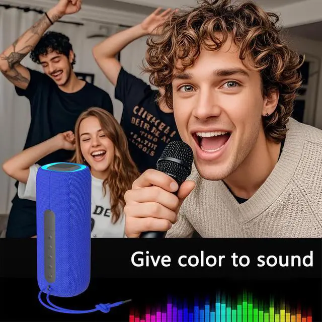 Alt view image 3 of 7 - Bluetooth Speaker, Portable Wireless Clear Loud Stereo Sound IPX5 Waterproof with RGB Lights BT5.3 Long Playtime TWS Pairing,for Home Party Outdoor Beach,Great Gift Choice (Blue)