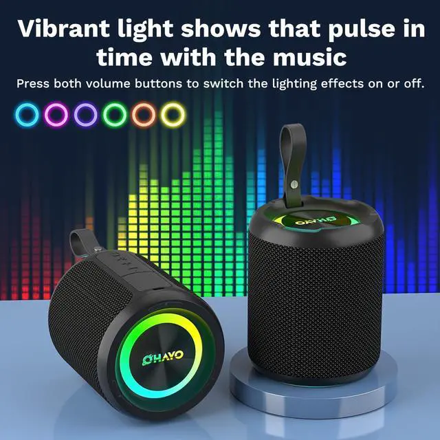 Alt view image 3 of 7 - OHAYO 40W Wireless Portable Bluetooth Speaker with Lights, IPX7 Waterproof, Loud Sound, RGB Lights,TWS Pairing, AUX&TF-Card in, for Home/Party/Travel/Outdoor/Beach