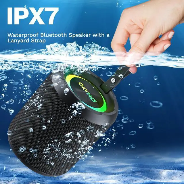 Alt view image 6 of 7 - OHAYO 40W Wireless Portable Bluetooth Speaker with Lights, IPX7 Waterproof, Loud Sound, RGB Lights,TWS Pairing, AUX&TF-Card in, for Home/Party/Travel/Outdoor/Beach