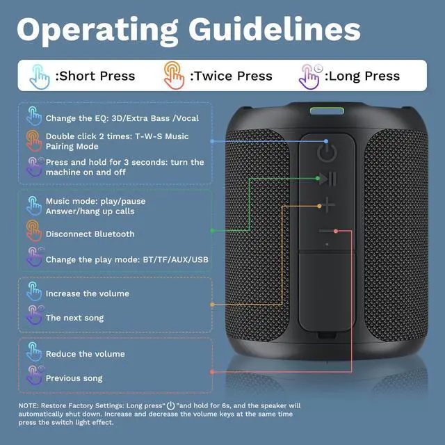 Alt view image 7 of 7 - OHAYO 40W Wireless Portable Bluetooth Speaker with Lights, IPX7 Waterproof, Loud Sound, RGB Lights,TWS Pairing, AUX&TF-Card in, for Home/Party/Travel/Outdoor/Beach