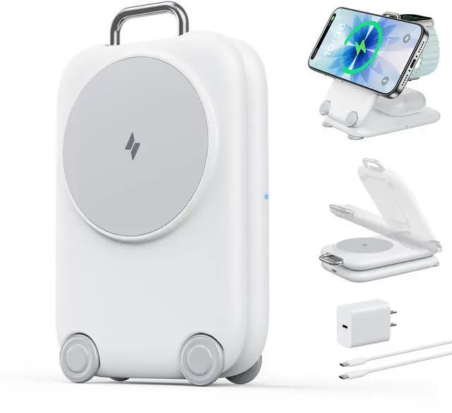 Main image of Traveling Fast Wireless Charging Station for Apple Devices, Magnetic 3 in 1 MagSafe Charger Stand for iPhone 17 16 15 14 13 12 Pro Max Plus Air, Apple Watch&Air pods Pro