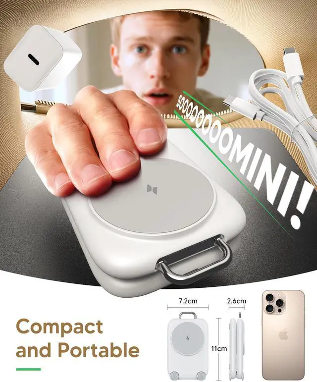 Alt view image 4 of 7 - Traveling Fast Wireless Charging Station for Apple Devices, Magnetic 3 in 1 MagSafe Charger Stand for iPhone 17 16 15 14 13 12 Pro Max Plus Air, Apple Watch&Air pods Pro