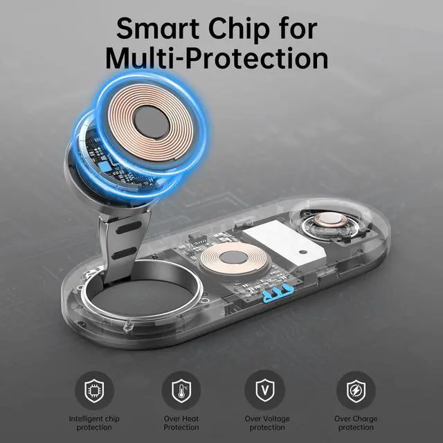 Alt view image 3 of 7 - 2025 "Mdrndock Magnetic 3 in 1 Charging Station Apple,Foldable Wireless Charger Stand for Mag-Safe for iPhone 17/16/15/14/13/12/Pro Max/Pro/Mini/Plus,Apple Watch Series, Air Pods pro/2/3/4