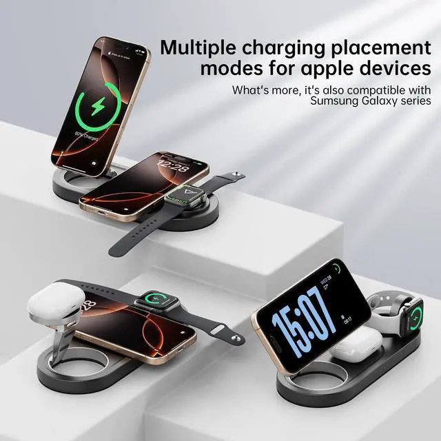 Alt view image 6 of 7 - 2025 "Mdrndock Magnetic 3 in 1 Charging Station Apple,Foldable Wireless Charger Stand for Mag-Safe for iPhone 17/16/15/14/13/12/Pro Max/Pro/Mini/Plus,Apple Watch Series, Air Pods pro/2/3/4