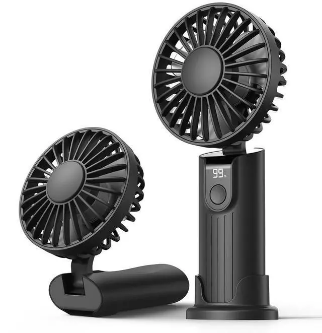 Main image of Portable Handheld Fan with 5000mAh Battery & Real-Time Battery Display - 180° Adjustable, USB Rechargeable, Foldable Design for Travel/Summer/Outdoor/Office/Concerts (7-19 Hours Runtime) - Ideal Gift