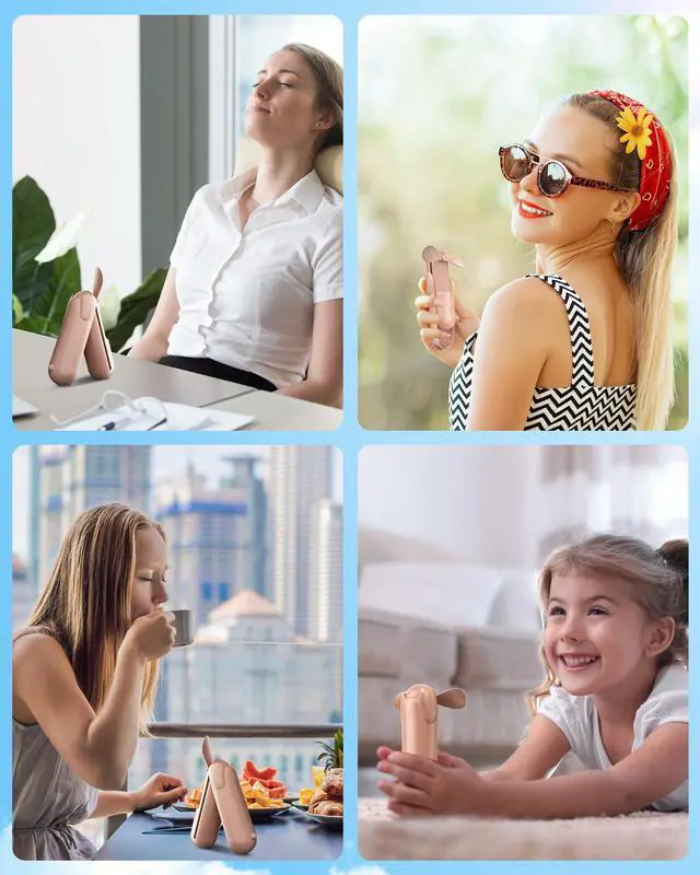 Alt view image 7 of 7 - Mini Handheld Fan, Portable Hand Fan with USB Rechargeable, 2000 mAh Battery Operated, 3 Speeds Adjustable, 2 IN 1 Small Personal Pocket Fan for Women Girls Travel Outdoor