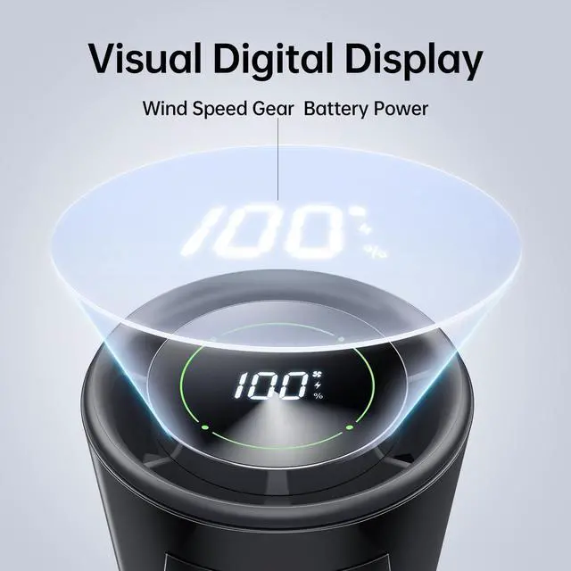 Alt view image 4 of 7 - 3-in-1 Portable Handheld Turbo Fan-100 Speeds, 13500 RPM, 12Hrs Cooling, Digital Display, 120° Rotation, USB Rechargeable Mini Hand Held Personal Fan for Travel, Makeup, Outdoor, Indoor (Black)