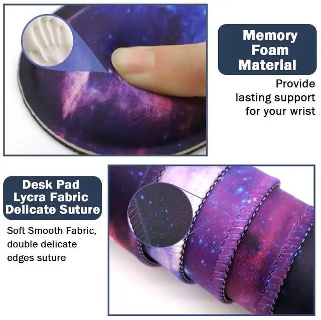 Alt view image 3 of 7 - Large Mouse Pad and Keyboard Wrist Rest, Desk Pad for Keyboard and Mouse, 4-in-1 Large Gaming Mouse Pad with Wrist Support, Desk Mat for Home Office Study Game-Galaxy Fluid
