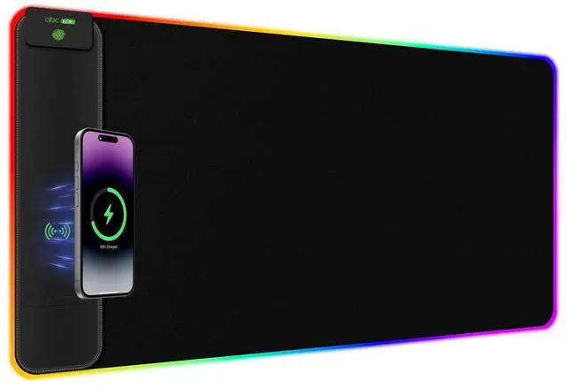 Main image of 2-in-1 RGB Gaming Mouse Pad with Wireless Charging, 31.5"x15.8" Large, 24 Light Effects, Non-Slip Base, Waterproof Ultra-Smooth Surface, No Adapter