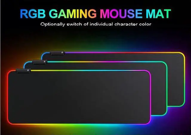 Alt view image 2 of 7 - RGB Gaming XL Mouse Pad-14 Lights Modes-Large LED Mousepad- Extra-Large Size Soft Extra Extended Anti-Slip Rubber Base Computer Keyboard Mat 31.5X 11.8in