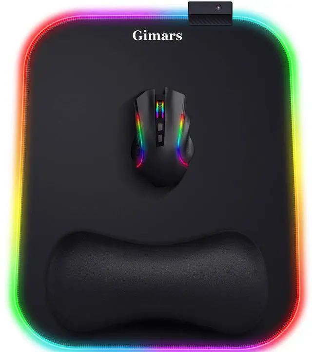 Main image of RGB Mouse Pad with Wrist Rest Support, 12 x 10 in Extra Large Ergonomic Gaming Mouse Pad with 10 LED Lighting Modes, Non-Slip Rubber Base for PC Gaming & Office
