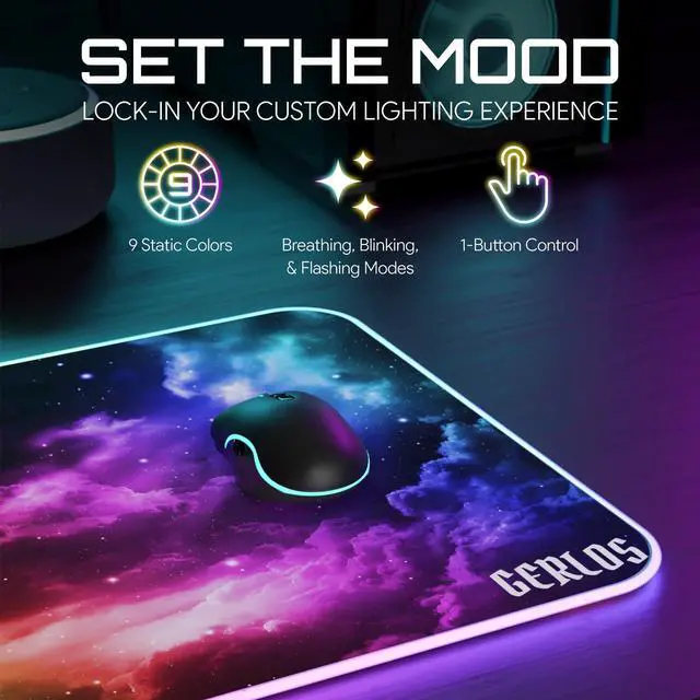 Alt view image 5 of 7 - RGB Large Gaming Mouse Pad, Extended Soft LED Mouse Pad, Non-Slip Rubber Base, Water Resist Keyboard Pad, Computer Mousepad 31.5×11.8 inches
