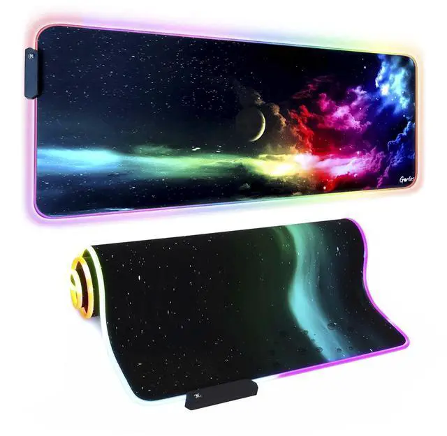 Main image of RGB Large Gaming Mouse Pad, Extended Soft LED Mouse Pad, Non-Slip Rubber Base, Water Resist Keyboard Pad, Computer Mousepad 31.5×11.8 inches