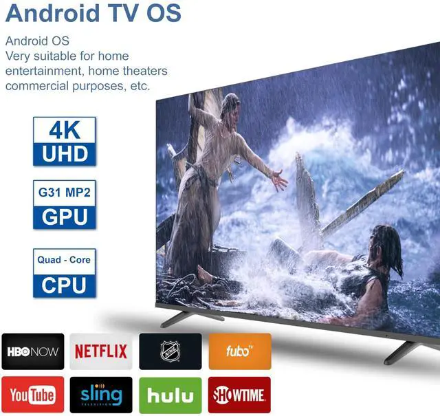 Alt view image 2 of 7 - Android TV Box 4GB RAM 32GB ROM Quad-core Smart TV Box Android 4K, Support 2.4G/5.0G Dual WiFi 8K Utral HD / 3D / H.265 100M Ethernet Bluetooth 5.0