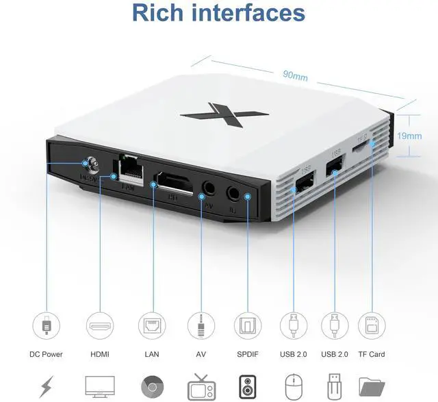 Alt view image 7 of 7 - Android TV Box 4GB RAM 32GB ROM Quad-core Smart TV Box Android 4K, Support 2.4G/5.0G Dual WiFi 8K Utral HD / 3D / H.265 100M Ethernet Bluetooth 5.0