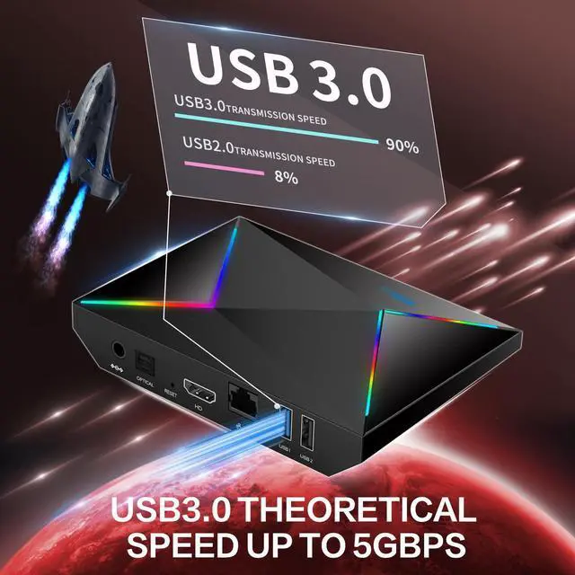 Alt view image 6 of 7 - Android TV Box, Android 14.0 TV Box 2025 2GB RAM 16GB ROM Android 14 TV Box 1000M WIFI6 Ethernet R69 Plus 4K 8K HDR10 H728 Octa-core 3D TV Box Support 2.4G 5.8G Dual WiFi BT5.0 USB 2.0 USB 3.0