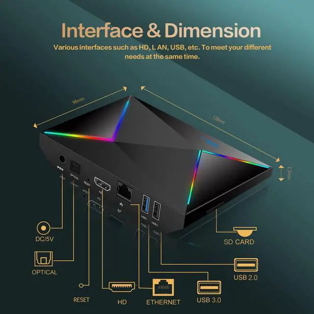 Alt view image 7 of 7 - Android TV Box, Android 14.0 TV Box 2025 2GB RAM 16GB ROM Android 14 TV Box 1000M WIFI6 Ethernet R69 Plus 4K 8K HDR10 H728 Octa-core 3D TV Box Support 2.4G 5.8G Dual WiFi BT5.0 USB 2.0 USB 3.0