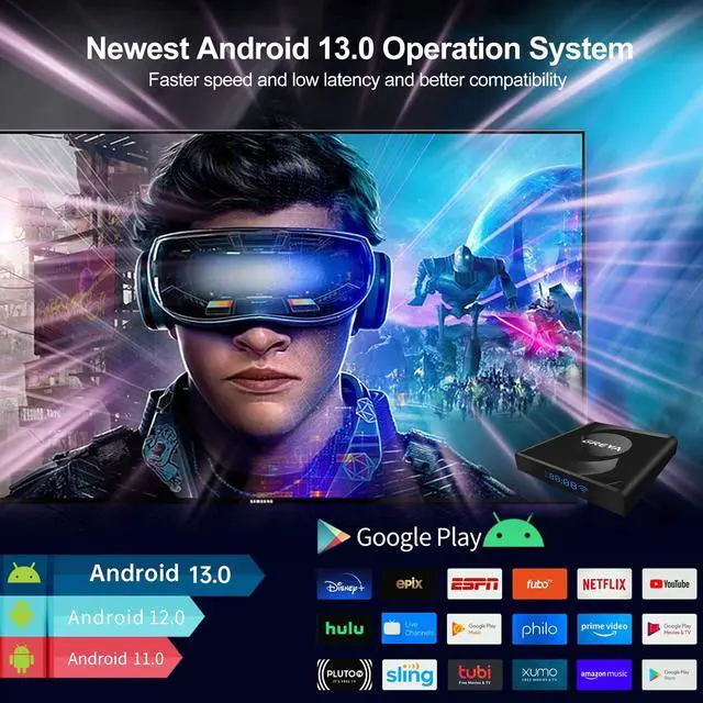 Alt view image 4 of 7 - 8K Android TV Box 13.0 2GB RAM 16GB ROM Smart TV Box RK3528 Chipset Support 2.4G/5.0G WiFi 6 HDR10 BT5.0 USB3.0 Ethernet LAN 3D 1080P 2K 4K+ Utral HD Streaming Media Player