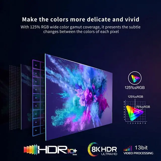 Alt view image 5 of 7 - 8K Android TV Box 13.0 2GB RAM 16GB ROM Smart TV Box RK3528 Chipset Support 2.4G/5.0G WiFi 6 HDR10 BT5.0 USB3.0 Ethernet LAN 3D 1080P 2K 4K+ Utral HD Streaming Media Player