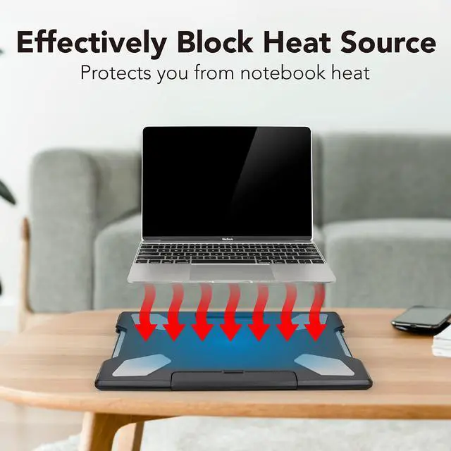 Alt view image 2 of 6 - Laptop Lap Desk with Retractable Mouse Pad, Portable Ergonomic Lap Pad with Heat Shield and Foldable Stopper, Lightweight Travel Lapdesk Fits up to 16" Laptops, Bed Sofa or Work Use