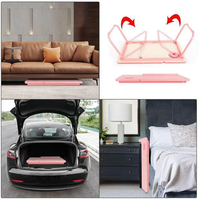 Alt view image 7 of 7 - Laptop Desk for Bed Couch, Portable Lap Desk for Laptops, Bed Table for Laptops, Foldable Laptop Stand for Beds, Bed Desk for Writing (Candy Pink)