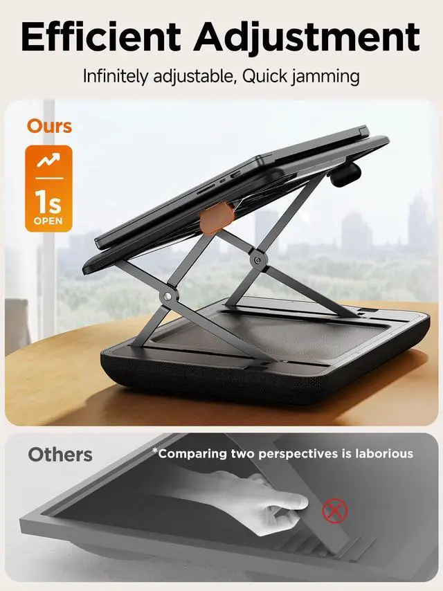 Alt view image 3 of 7 - Height & Tilt Adjustable Lap Desk, Portable Laptop Stand for Bed, Car, Couch and Recliner, Foldable Lap Desks - Up to 15.6 Inch Laptops