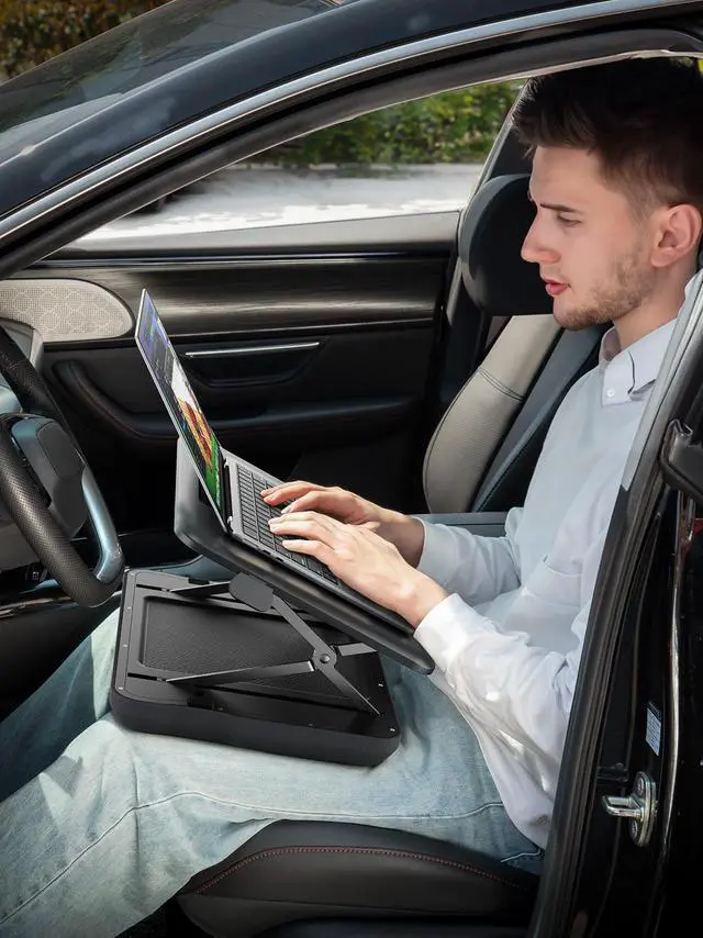 Alt view image 6 of 7 - Height & Tilt Adjustable Lap Desk, Portable Laptop Stand for Bed, Car, Couch and Recliner, Foldable Lap Desks - Up to 15.6 Inch Laptops