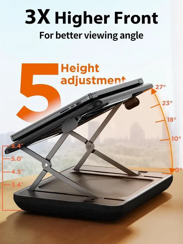 Alt view image 5 of 7 - Height & Tilt Adjustable Lap Desk, Portable Laptop Stand for Bed, Car, Couch and Recliner, Foldable Lap Desks - Up to 15.6 Inch Laptops